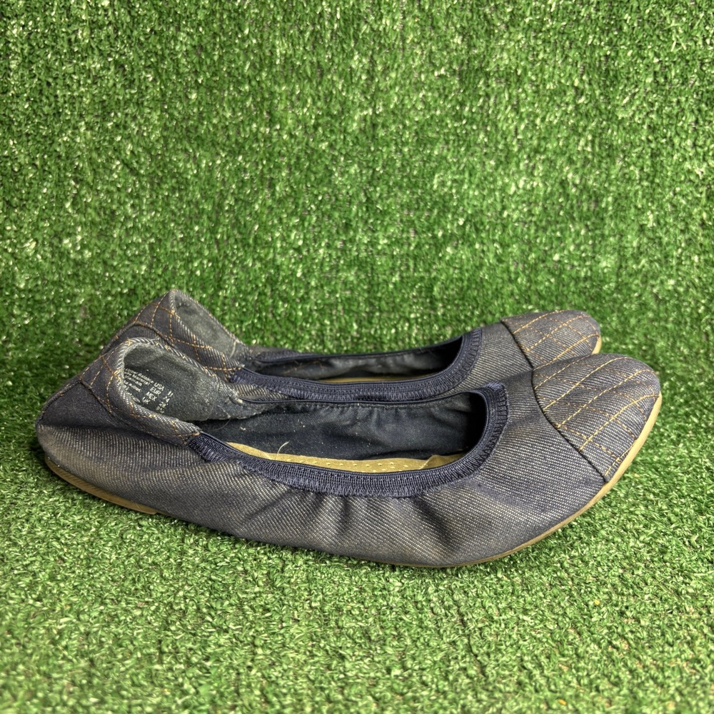 Dexflex Comfort Quilted Denim Ballet Flat Casual Work Slip On Blue Womens Sz 11